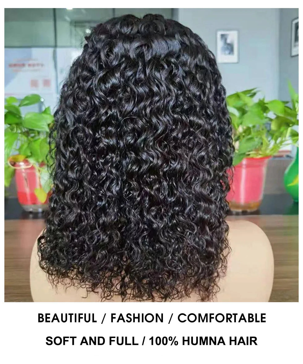 SVT Brazilian Water Wave Short Bob Lace Front Closure Wig Human Hair Wigs Wavy Curly Bob Frontal Wigs For Women Preplucked