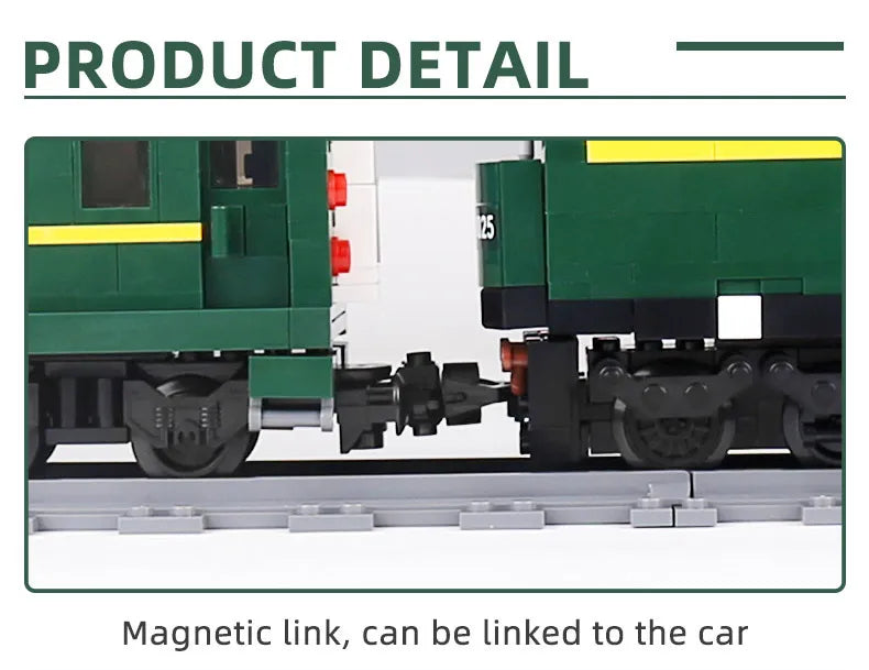 Mould King Green Train World Railway Series Block Model Boys Gift DIY Block Set Boys Girls Teenagers Gift Static version