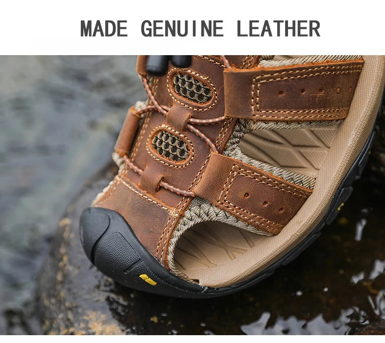 Leather Men Sandals Summer Shoes 2023 New Plus Size Mens Sandals Fashion Casual Outdoor Beach Slippers Breathable Wading Shoes