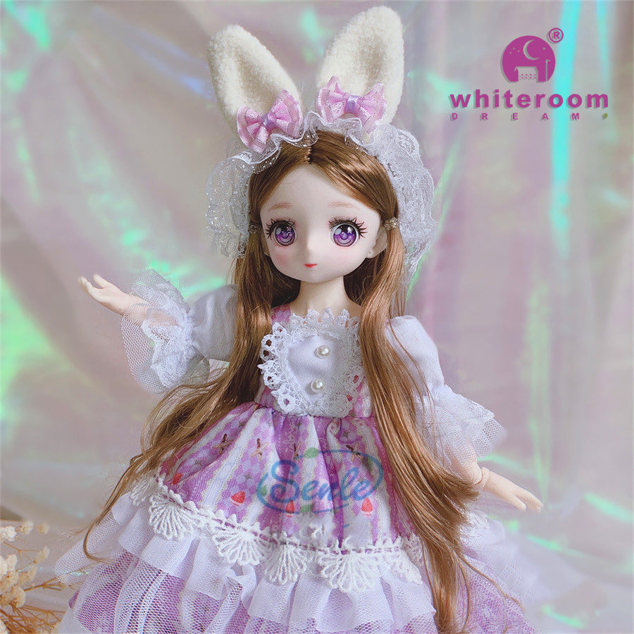New 30cm BJD Doll High Beauty Asian Girl Toy For Chilren Retro Classic Wedding Dress Lolita Noble Rabbit Holiday Birthday Gift