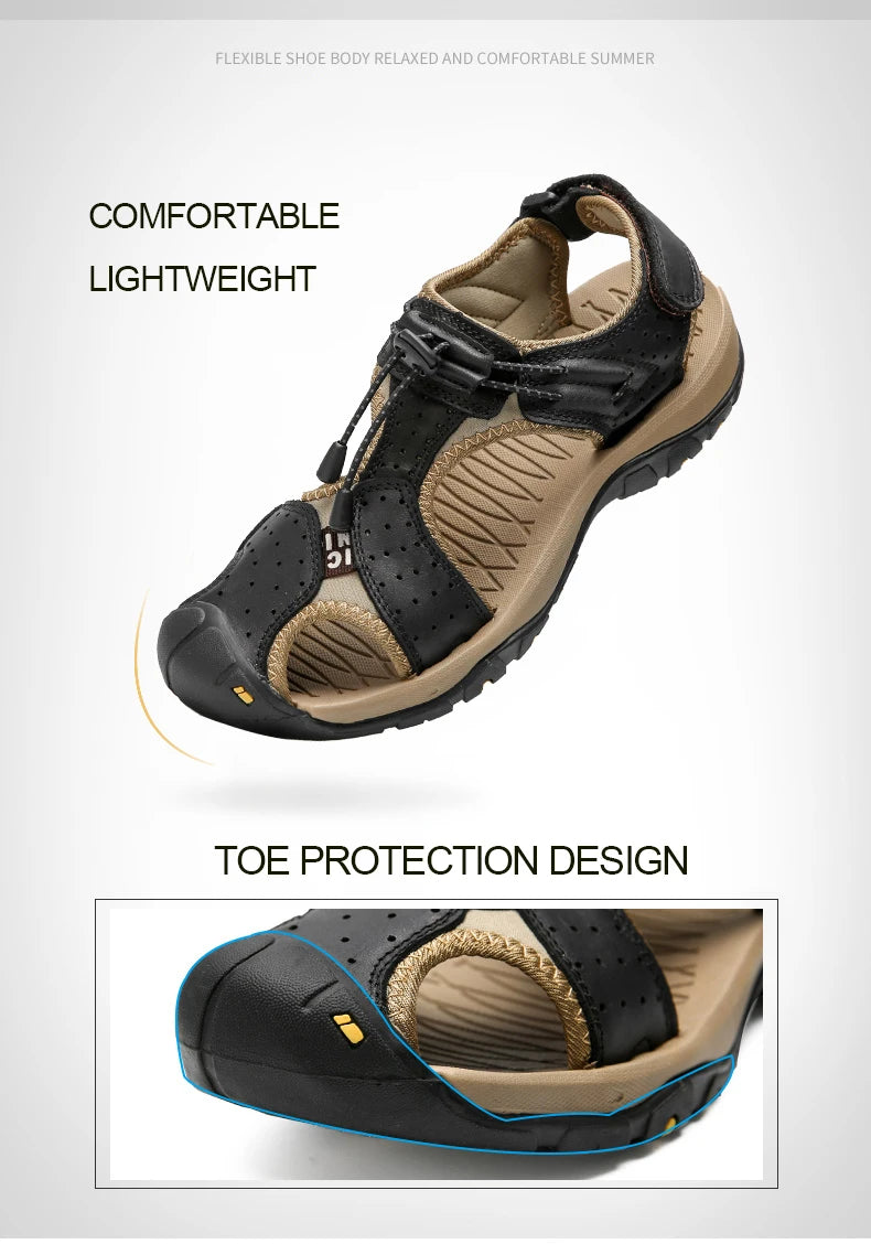 Leather Men Sandals Summer Shoes 2023 New Plus Size Mens Sandals Fashion Casual Outdoor Beach Slippers Breathable Wading Shoes