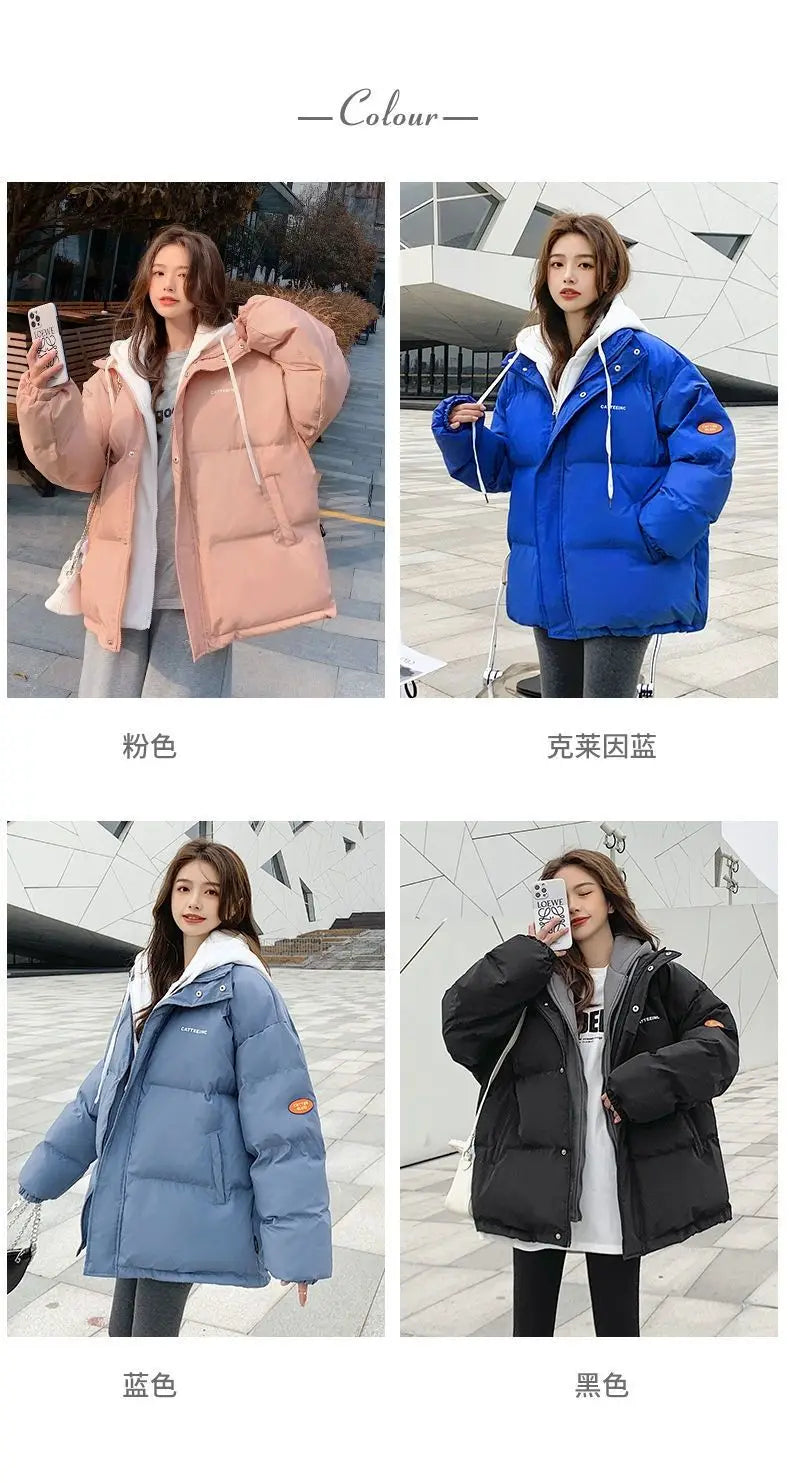 Couple style cotton coat Internet celebrity trend new fake two-piece cotton coat winter windproof warm cotton jacket