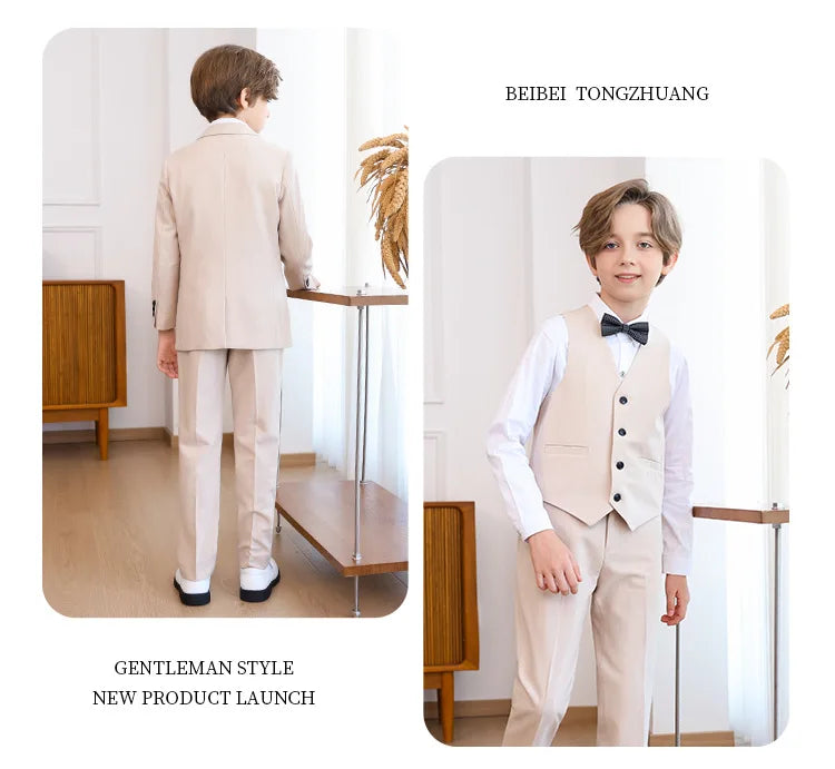 Child Boys Wedding Suit 1-14 Years Teenage Boy Suits Outfits Set Spring Autumn Elegant Boy Formal Piano Performance Costume Suit