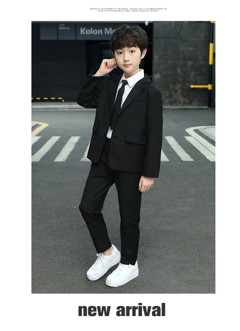 School Children Clothes Boys Suit Casual Blazer Jacket Trousers Two Pieces Kids Costume Black 12 13 14 Years Teenage Clothing
