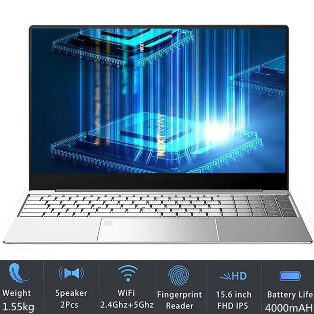 Notebook 15.6 inch Laptop Windows 11 10 Pro 1920*1080 Cheap Portable Intel Laptop D4 12G RAM 128GB/256GB/512GB/1TB SSD HDMI Port