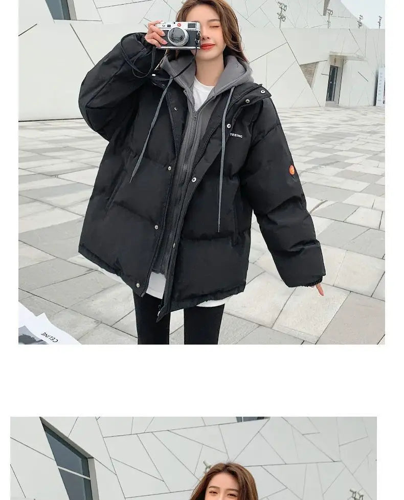 Couple style cotton coat Internet celebrity trend new fake two-piece cotton coat winter windproof warm cotton jacket