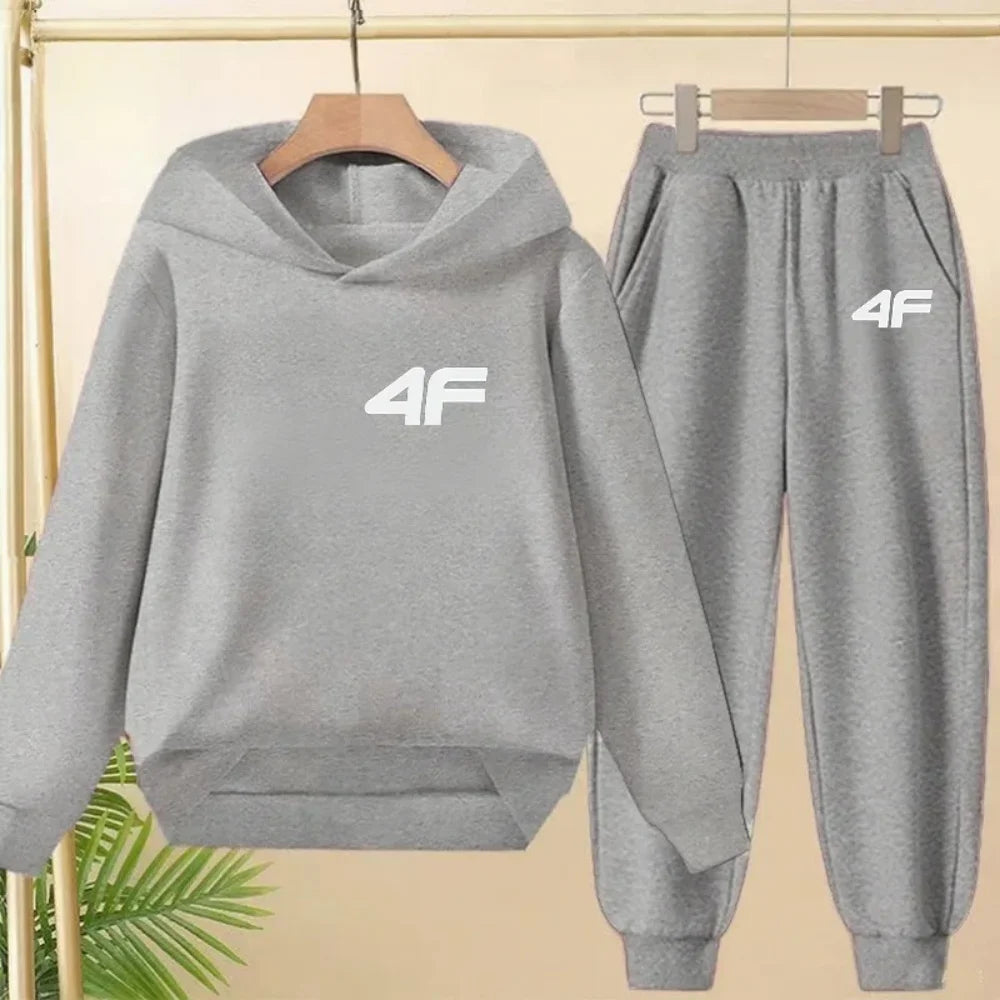 2026 Children's Adult Parent-Child Sportswear Set Boys and Girls Cartoon Print Hoodies and Pants Two-Piece Set Children's Fashio