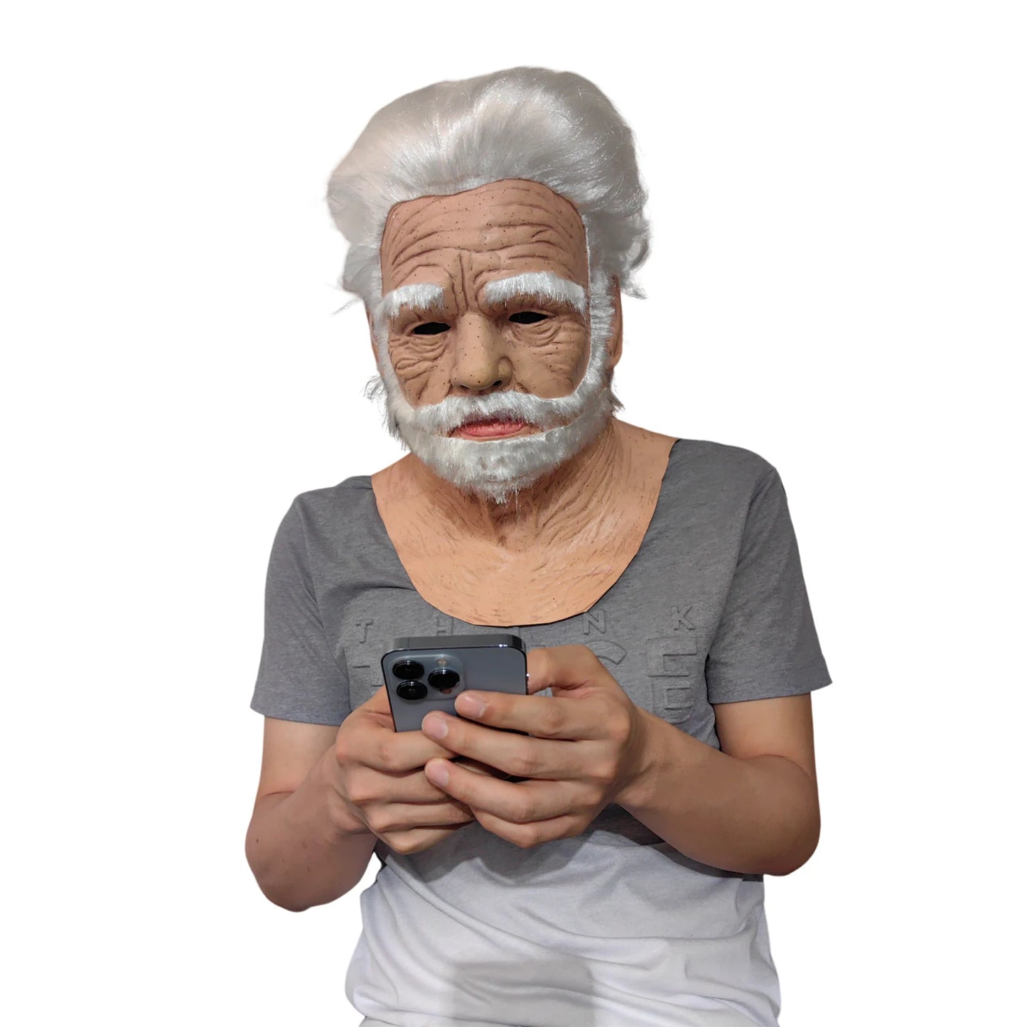 Mr máscara branca halloween novo homem velho careca chapelaria real cosplay adereços fotografia acessórios