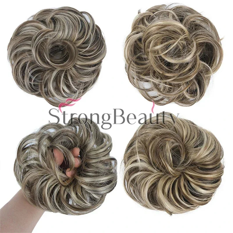 Synthetic Messy hair piece Daily Use Donut Chignon Scrunchies Fake Elastic Hairpiece Blonde Brown Bun For Women