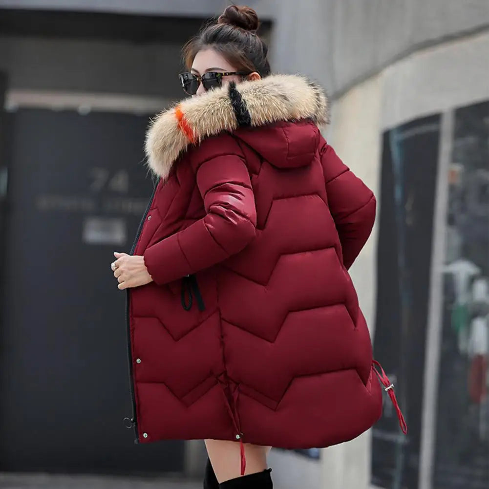 Fashion Coats Winter Jacket Women Parka New 2024 Hooded Long Female Coat Solid Color Windproof Outwear Parka