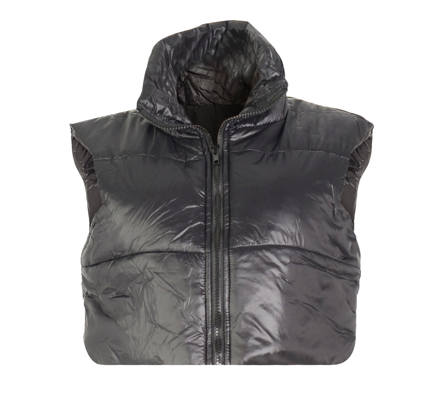 Women's Winter Vest Fashion Faux Leather Padded Jacket Coat Vintage PU Black And White Female Short Waistcoat Chic Clothes Tops