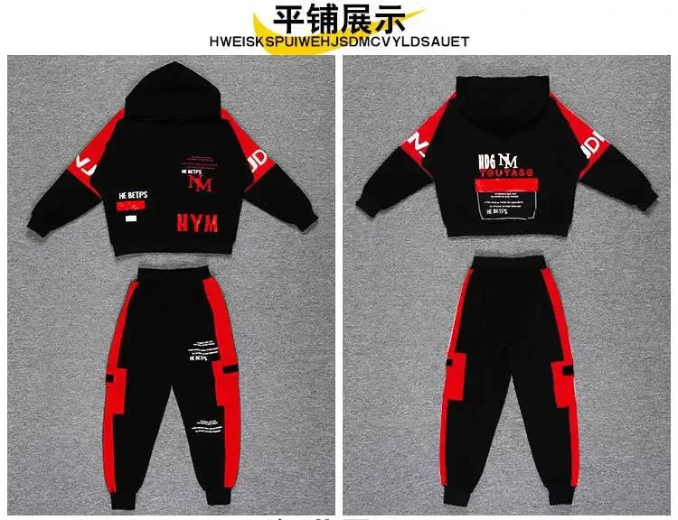 2025 spring autumn children Boy Clothes Teenager tracksuit letters Hooded Top Shirts Sweatshirt + Ankle-tie Pant 5 10 11 12 year