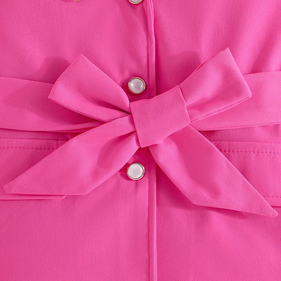 Children Clothing Stylish Girls Kids Autumn Winter Long Sleeve Bow-Tie Mesh-Sleeved Suit Pant Set Everyday Wear Children Sets