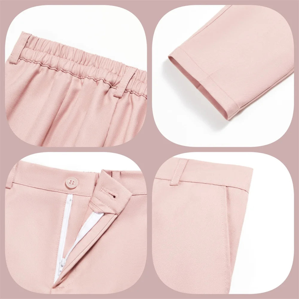 Chic Solid Notch Lapel Boy's Suit Soft Blush For Boys 4-Piece Suit Modern Formal Ring Boys Includes Blazer Vest Pants