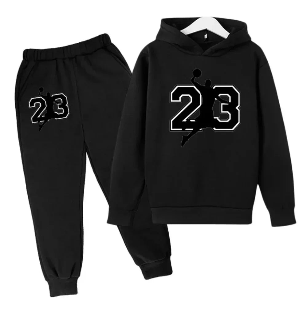 Children's basketball suit hooded sweatshirt+pants set casual warm autumn hoodie