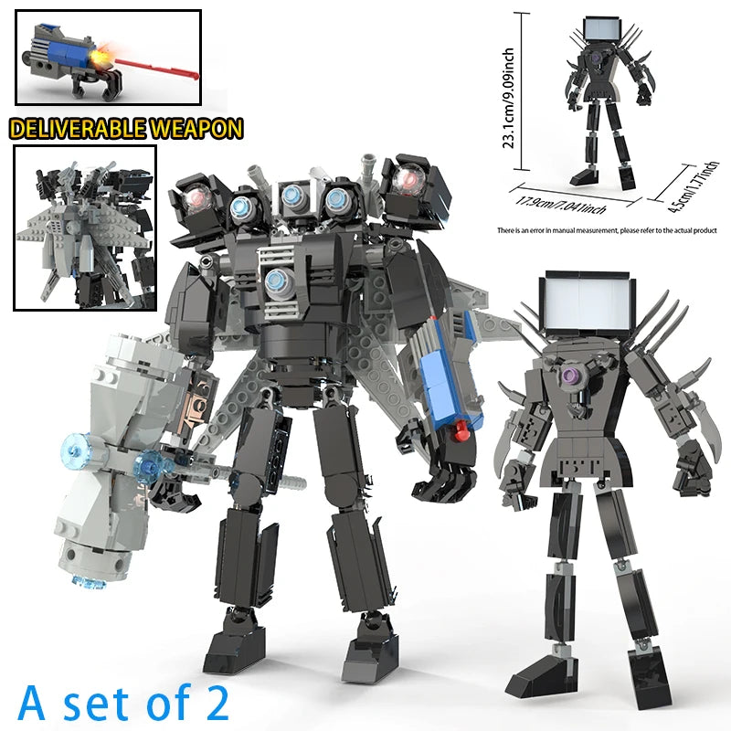 New Skibidi Toilete Building Block Titan Clock Man 2.0 TVman Speakerman Drill Man Bricks Model Toys for Kid Birthday Easter Gift