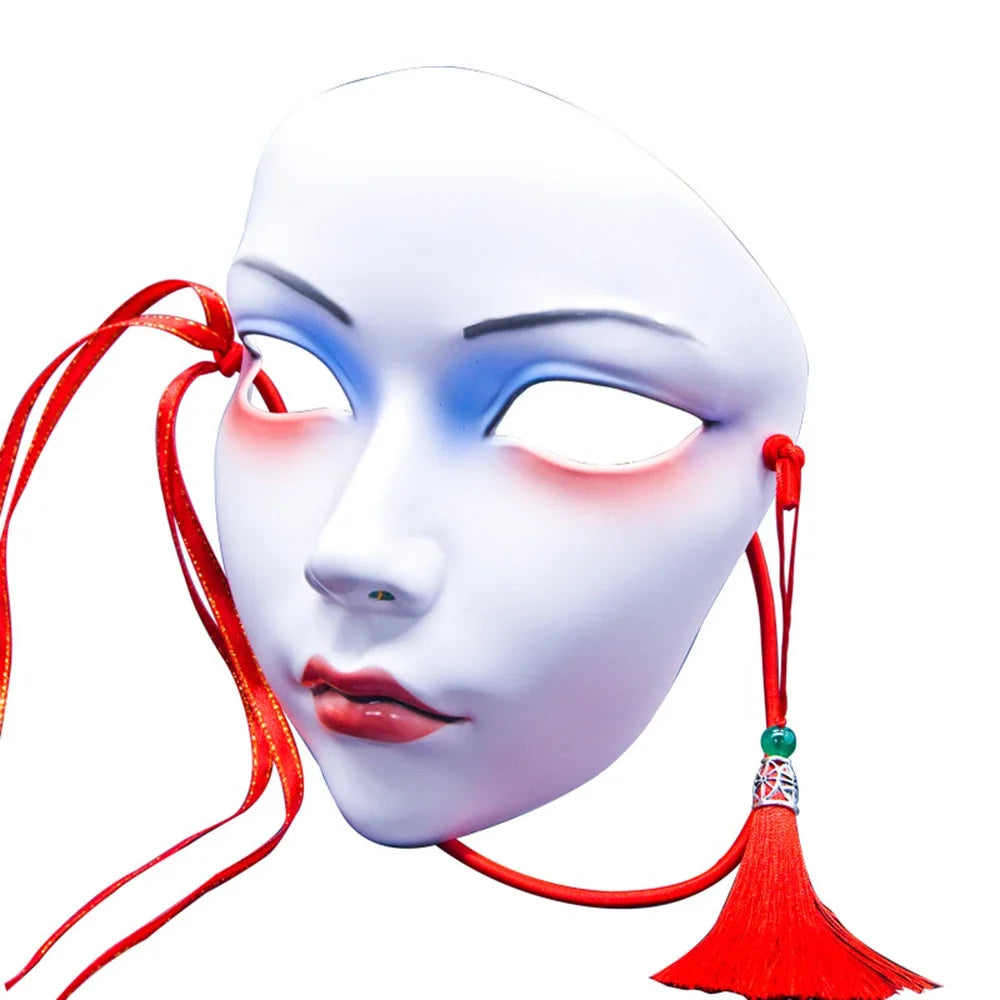 Adult Party Mask Hand Painted Makeup Full Face Carnival Queue Mask Kabuki  Masquerade  For Carnival Mardi Gras Cosplay