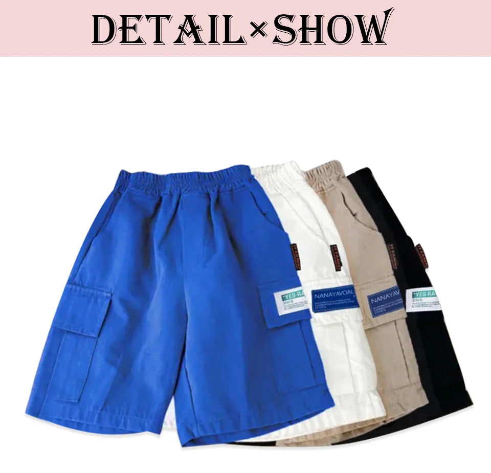 Kids Summer Cargo Pants Shorts For 2-12T Child Elastic Trouser Boy Summer Pants Teen Loose Pants Boys Shorts Sweatpants 남아 여름 바지