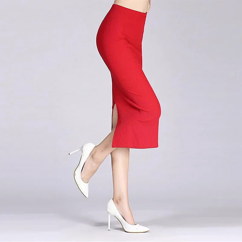 2024 Spring Autumn Long Pencil Skirts Women Sexy Slim Package Hip Maxi Skirt Lady Winter Sexy Chic Wool Rib Knit midi Skirt Saia