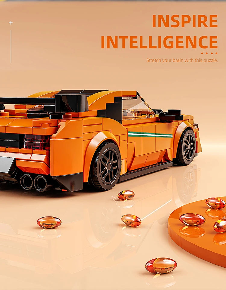 302PCS Building Blocks Sports Car Toy Classic Cars Bricks Model Educational Toys Set With Transparent Display Box Christmas Gift