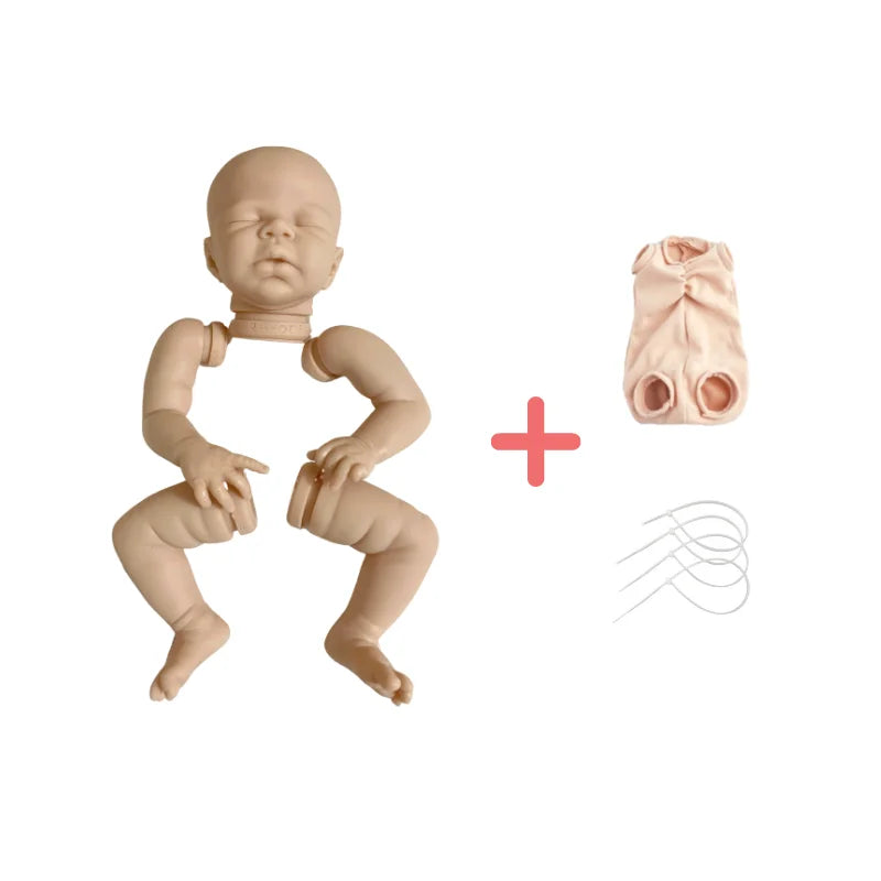 MRB 16 Inch Unpainted Reborn Vinyl Doll Kit Zendric Blank Doll Parts Lifelike Mold Premature Baby Size Cloth Body Included