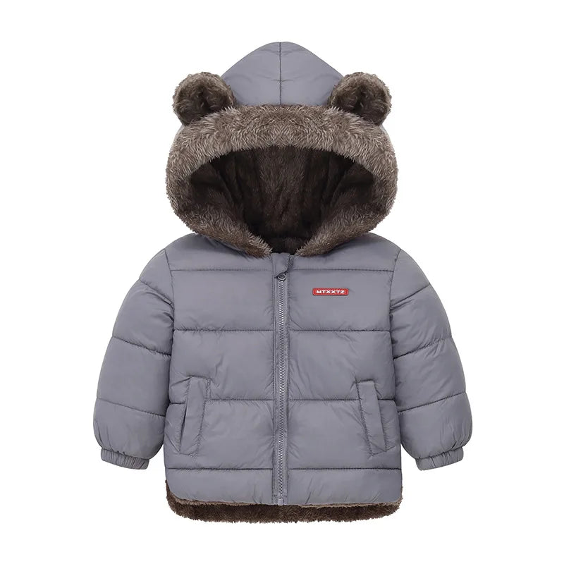 Winter Boys Girls Down Coats Kids Plush Velvet Jackets Children Thick Hooded Outerwear Baby Toddler Autumn Winter Padded Clothes