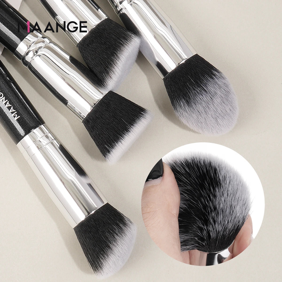 MAANGE 4Pcs Makeup Brushes with Case Foundation Concealer Powder Makeup Brush Soft Dense Bristles Big Cosmetic Brushes Beauty