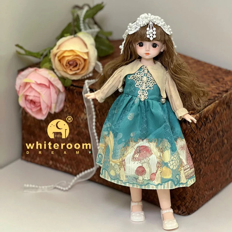 New 30cm BJD Doll High Beauty Asian Girl Toy For Chilren Retro Classic Wedding Dress Lolita Noble Rabbit Holiday Birthday Gift