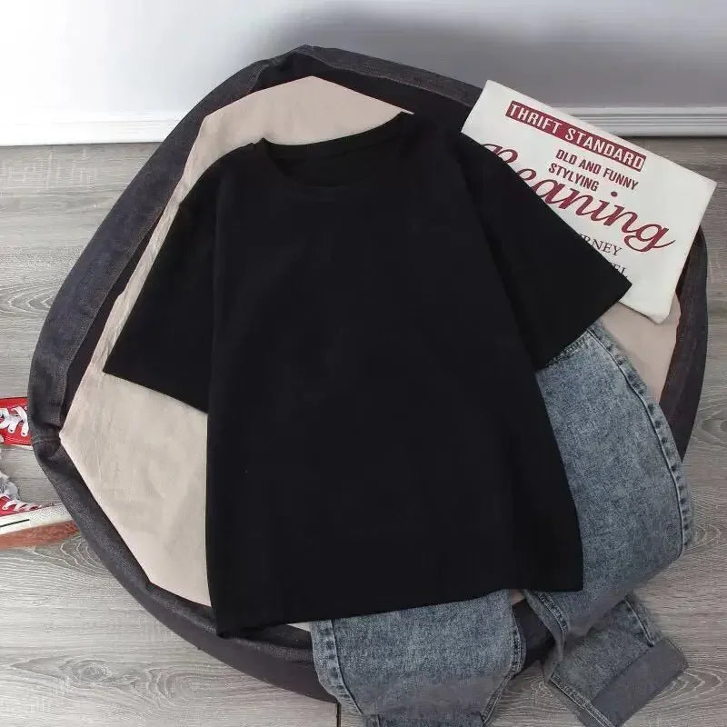 Deadpool & Wolverine Black T-shirt  Summer Pop Clothing Cartoon Round Neck Loose Marvels Movie Character Children Birthday Gift