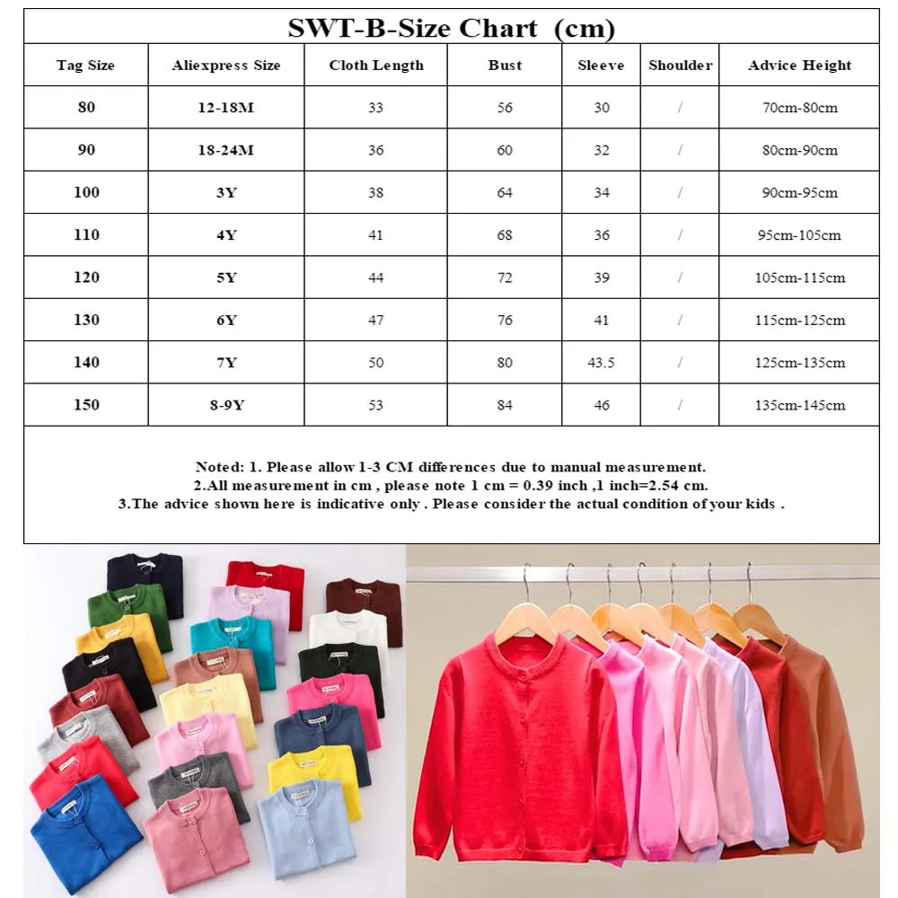 Kids Cardigans for Girls 70-150cm Sweater White Black Toddler Baby Boy Knitwear Jacket Spring Autumn Cotton Children Clothing