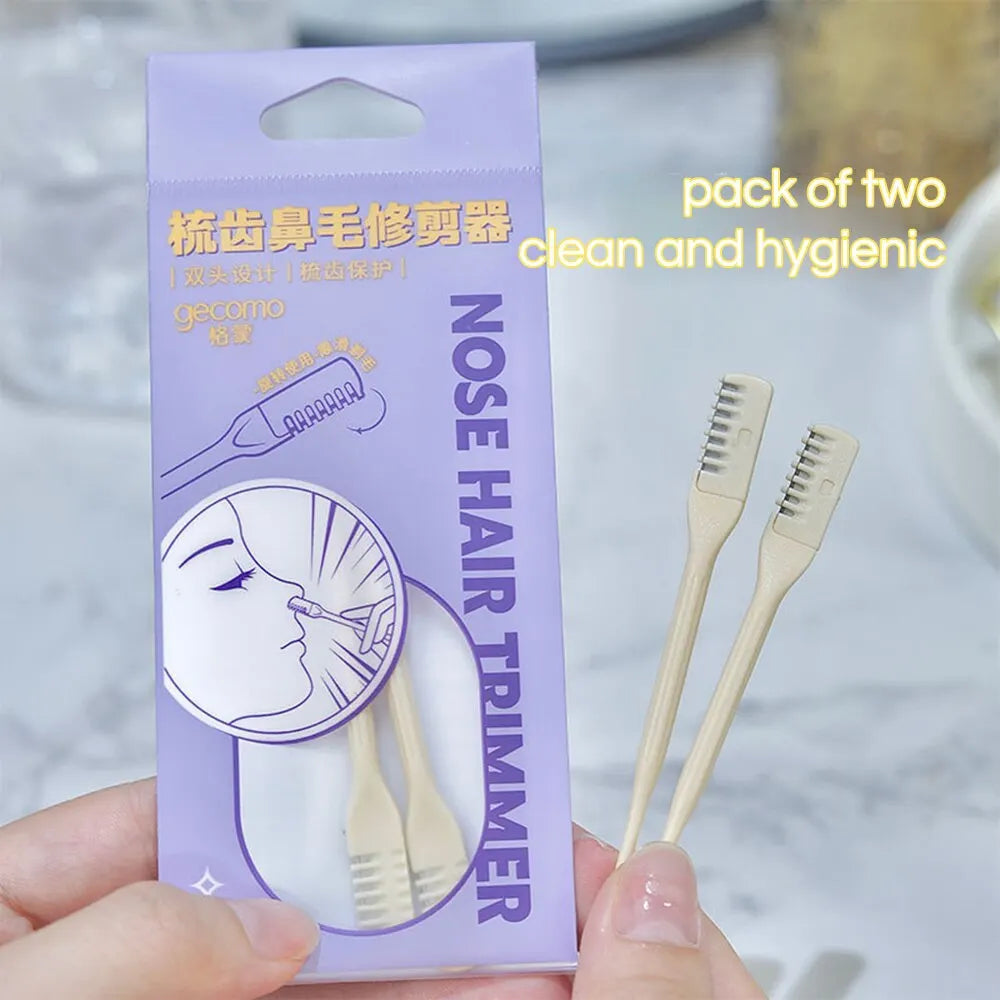 GECOMO Comb Nose Hair Trimmer Nose Hair Scraper Clean Nose Hair Trimmer Shaving Scissors Two Packs