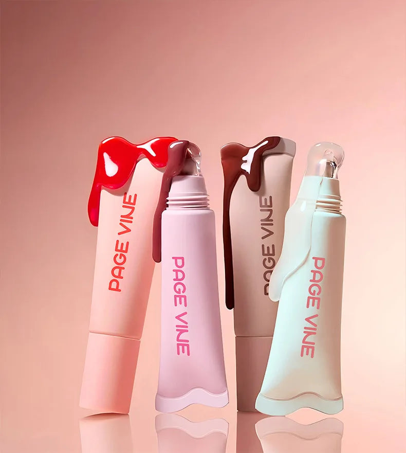 Lip Oil Set 4 Supports Long Lasting Nourishing and Moisturizing Mirror Doe Lips Anti-Dry Chapped Lipstick Set