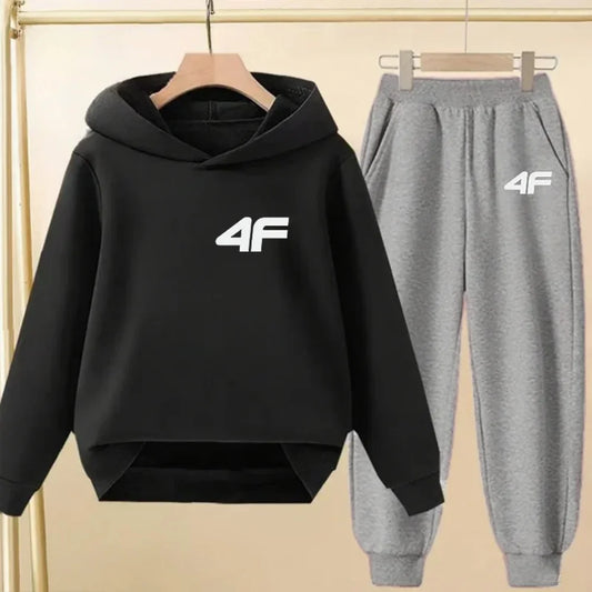 2026 Children's Adult Parent-Child Sportswear Set Boys and Girls Cartoon Print Hoodies and Pants Two-Piece Set Children's Fashio
