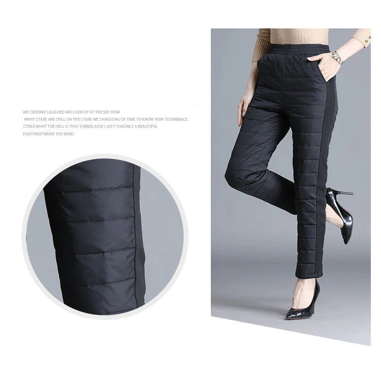 Winter 90% Duck Down Thicken Harem Pants Mom Casual High Waist Warm Pantalones Loose Windproof Straight Spodnie New Trousers