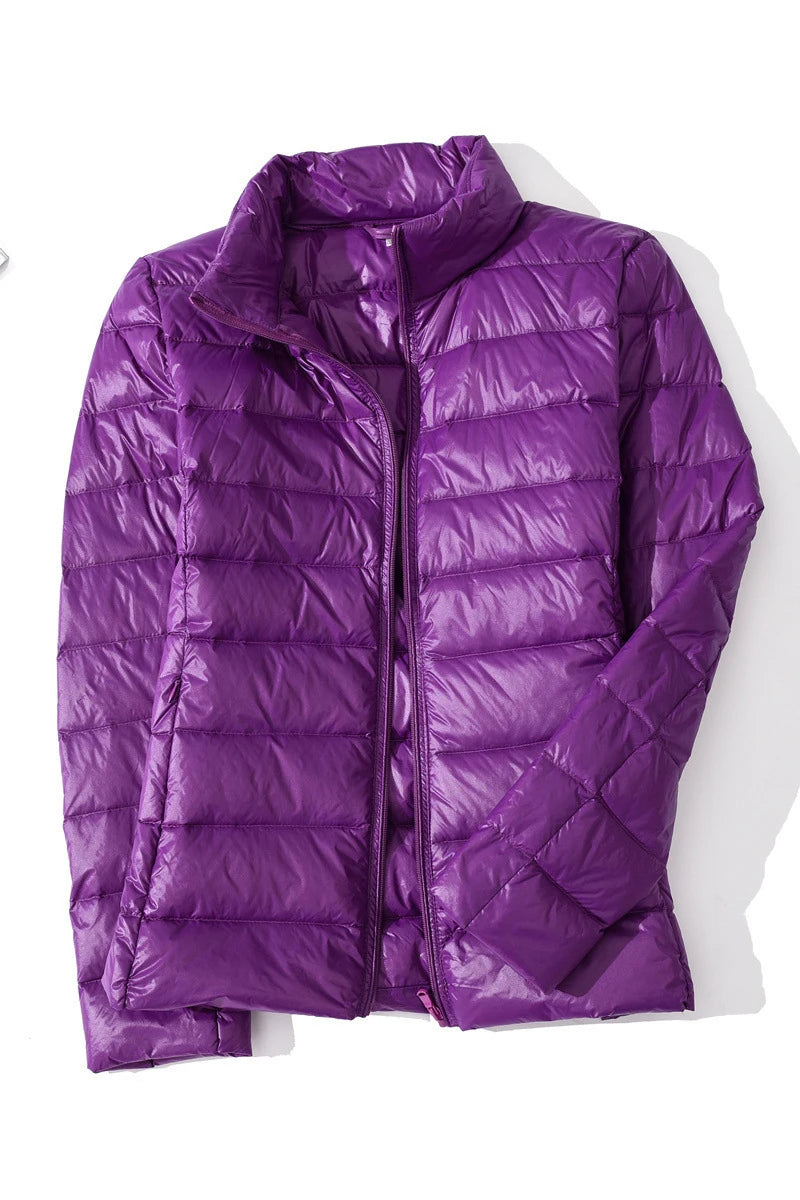 2022 Duck Ultra Light Down Jacket Women Winter Goose Feather Coat Thin Slim Warm Parka Hooded Outerwear Double Side Wear