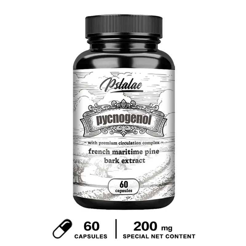 Pycnogenol French Ocean Pine Peel Extract - Improves Blood Flow and Circulation, Antioxidant - Vegetarian, Non GMO Supplement