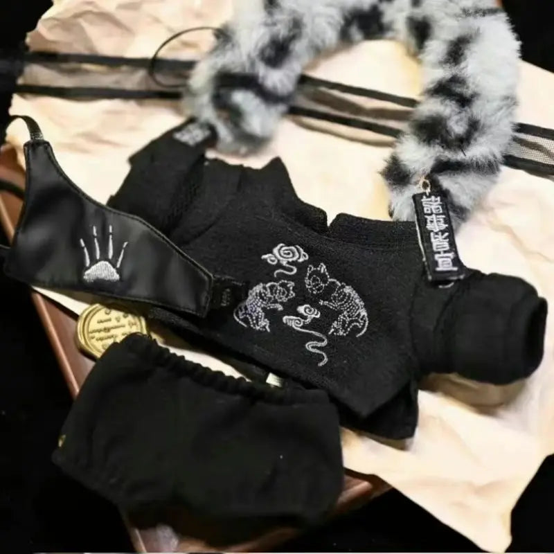 Aciton 20cm Cotton Doll Clothes Ancient Style Set Black Handsome and Cool Replacement Clothing Suit Animation Cosplay Peripheral