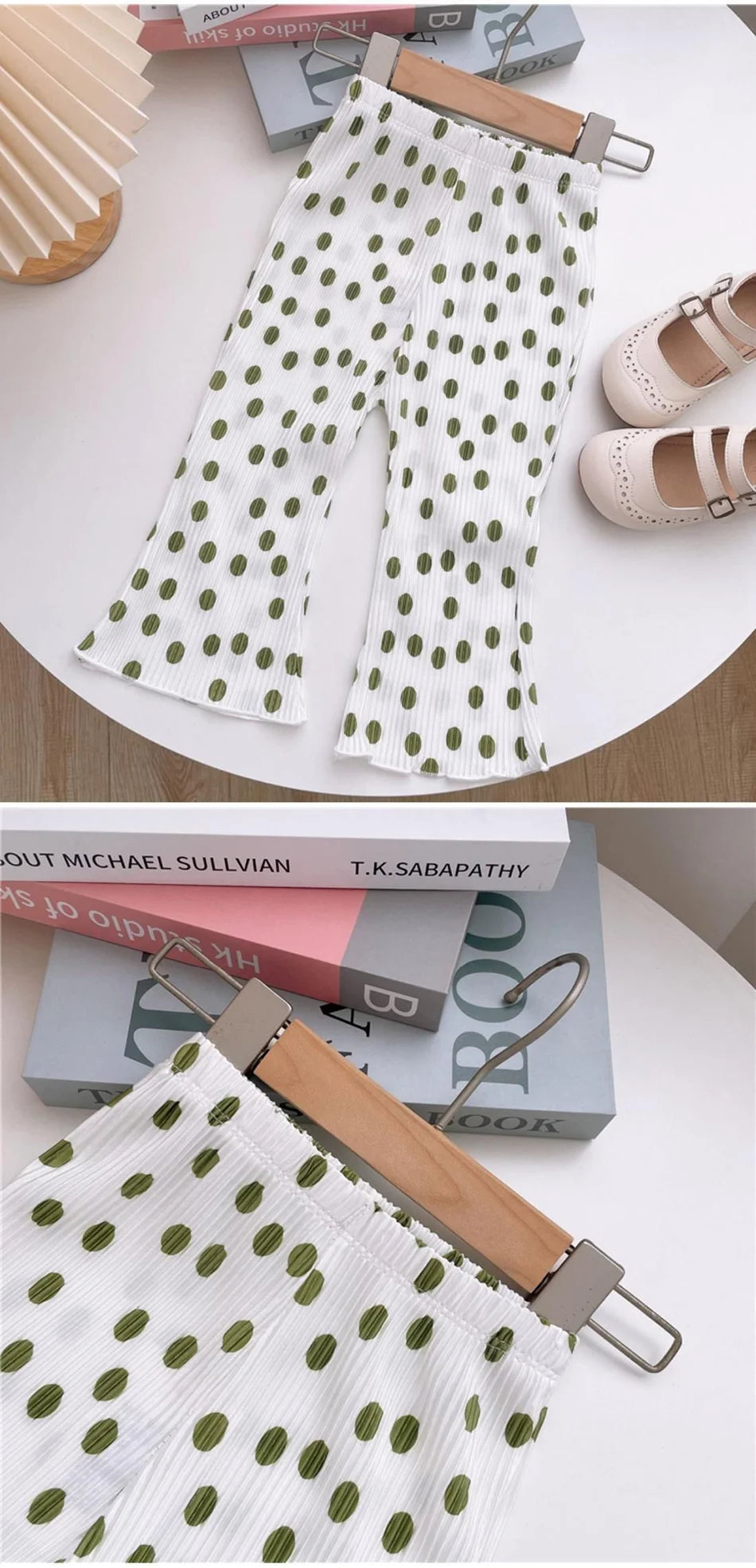 Elegant Playful Girls Floral Polka Dot Flared Pants Summer Autumn Outdoor Casual Bottoms Children Kids Cartoon Fashion Capris