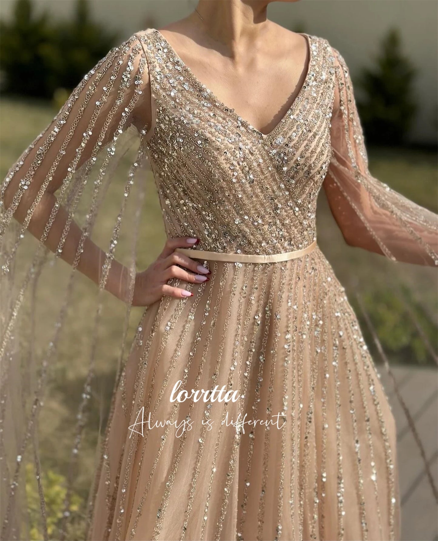 Lorrtta Robe Evening Dress Women Grace Shiny Fabric Elegant Women's Dresses Luxurious Party Party dresses Customized فساتين سهرة