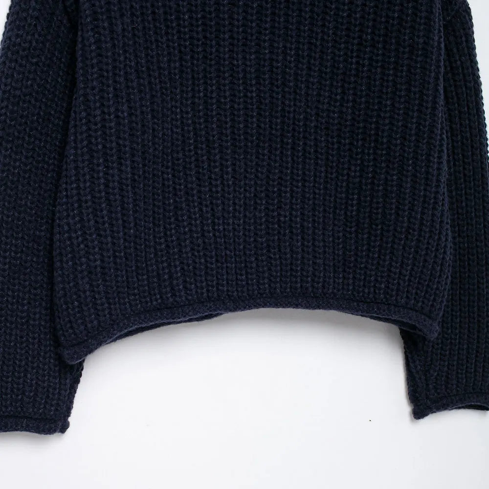 TRZA-Women's Long Sleeve Knit Cardigan Sweater, Gold Buttons, Front Patch Pockets, O Neck, Female Outerwear, Chic Tops, Fashion