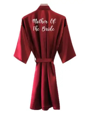 Bride Robe Women Burgundy Robe Satin Silk Robes Wedding Bridal Bridesmaid Robes Bathrobe Sleepwear Silk Dress
