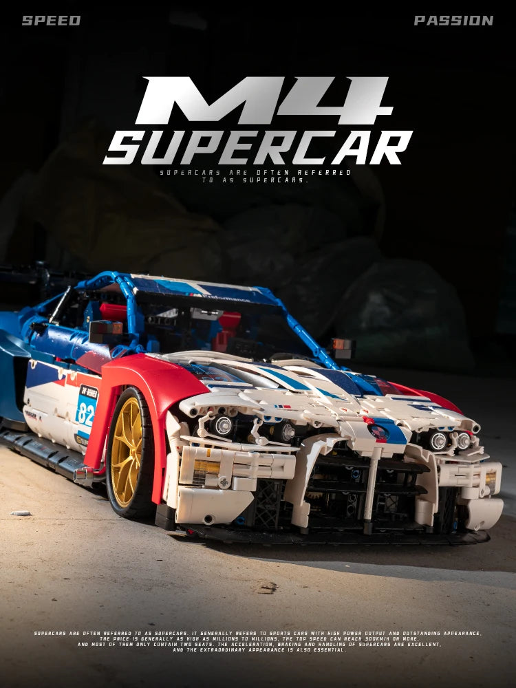 4555PCS Technical M4 Poweful Sport Car Building Blocks High Tech Supercar MOC Construction Bricks Toys Gift For Adult Friend