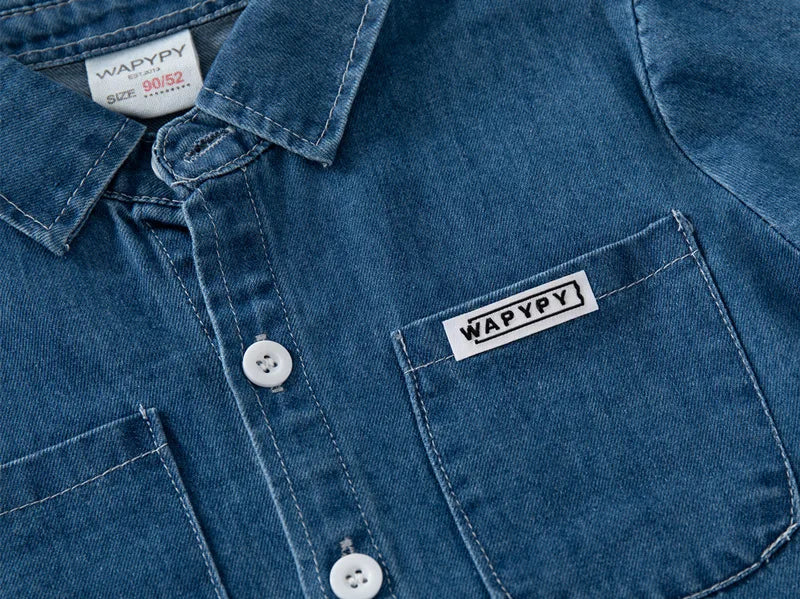 Fashion Jean Shirts for Baby Boys Children Spring Autumn Full Sleeve Denim Jackets Kids Lapel Shirt Coat 2 Colors Baby Clothes
