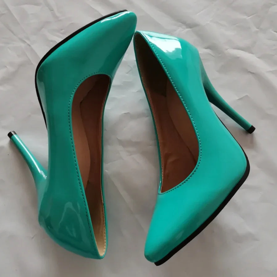 Elegant Green High Heels Pumps Shoes Woman Nude Red Blue Women's Heeled Party Office Wedding Shoes Ladies Large Size 45 ZOGEER