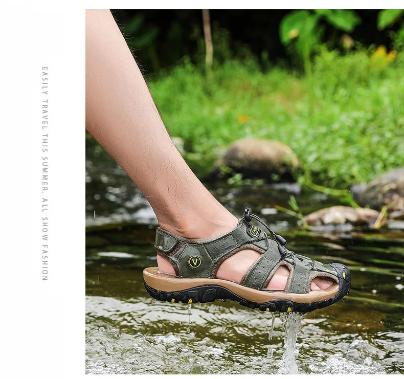Leather Men Sandals Summer Shoes 2023 New Plus Size Mens Sandals Fashion Casual Outdoor Beach Slippers Breathable Wading Shoes