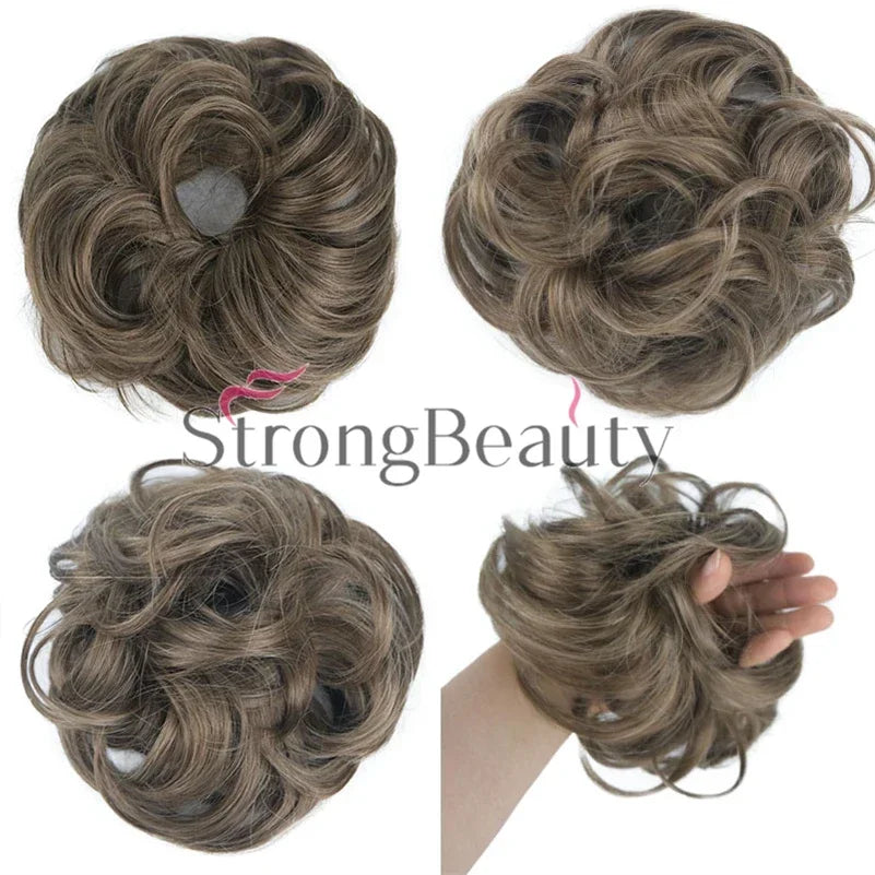 Synthetic Messy hair piece Daily Use Donut Chignon Scrunchies Fake Elastic Hairpiece Blonde Brown Bun For Women