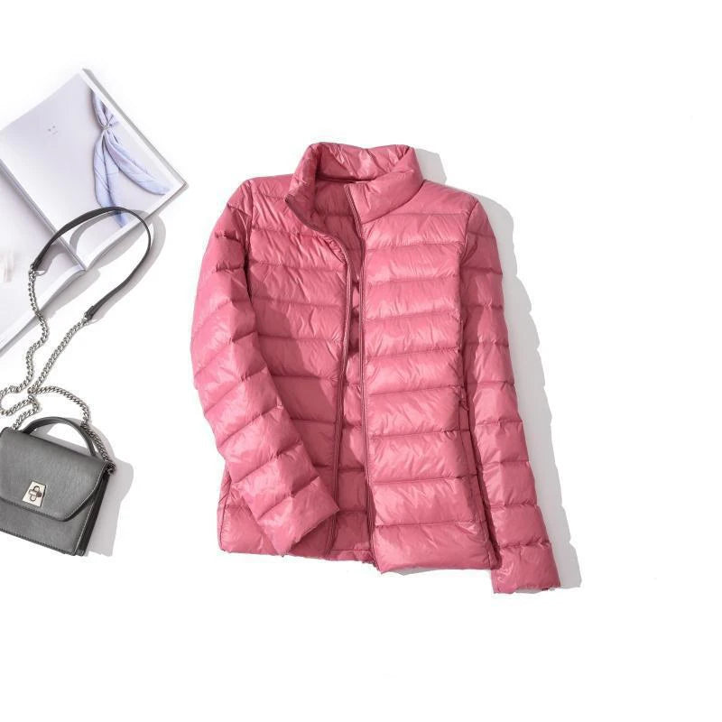 2022 Duck Ultra Light Down Jacket Women Winter Goose Feather Coat Thin Slim Warm Parka Hooded Outerwear Double Side Wear