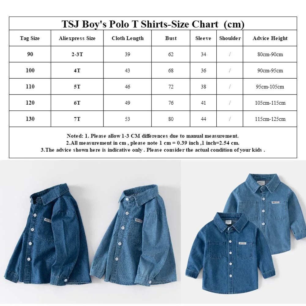 Fashion Jean Shirts for Baby Boys Children Spring Autumn Full Sleeve Denim Jackets Kids Lapel Shirt Coat 2 Colors Baby Clothes