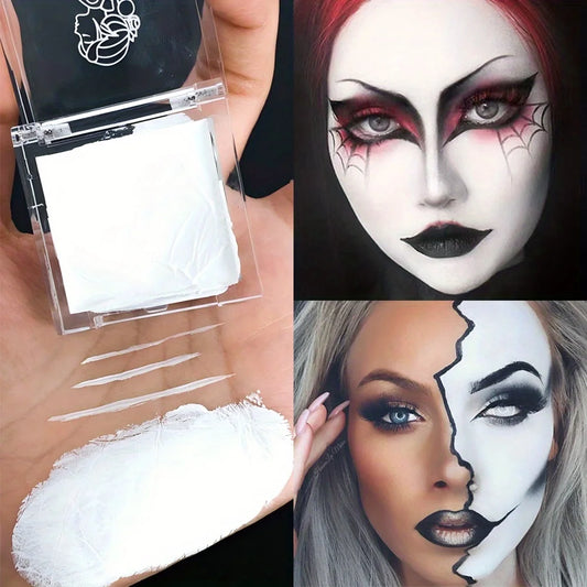 White Foundation Cream,Full Coverage Long-Lasting Cream Formula,Halloween Cosplay Mardi Gras Carnival Makeup,Buildable Coverage