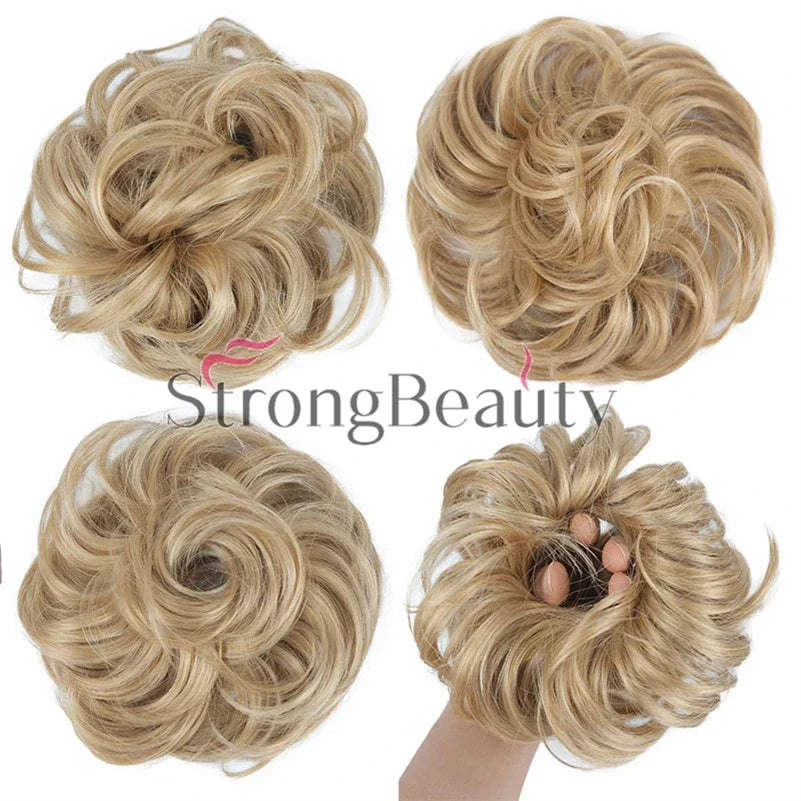 Synthetic Messy hair piece Daily Use Donut Chignon Scrunchies Fake Elastic Hairpiece Blonde Brown Bun For Women